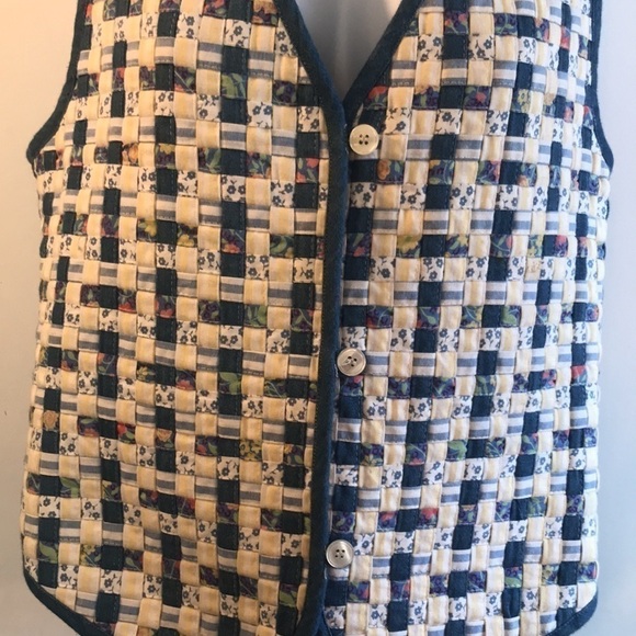 Rare Vintage Cottagecore Quilted Woven Denim Vest - Picture 7 of 14